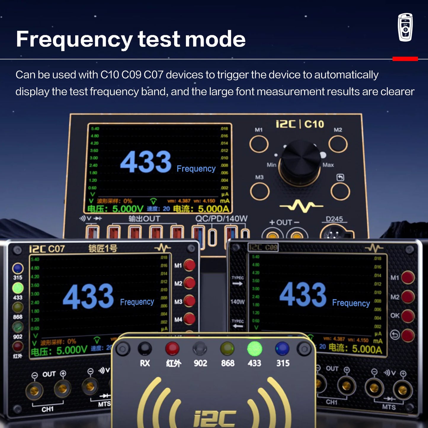I2C C07 Locksmith No.1 Multifunction Remote Control Repair Tool for Frequencty Test Mode,Voltage Current Waveform Measurement
