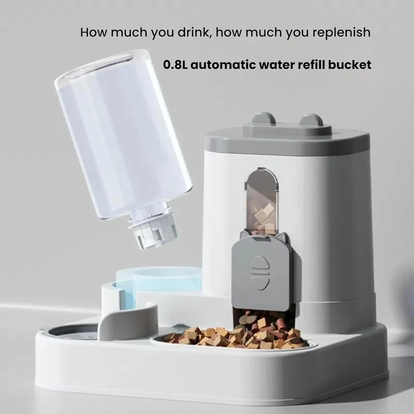 1.6L+0.8L Automatic Pet Feeder and Water Dispenser Combination Large Capacity Wet and Dry Separation Design Cat Dog Food Bowl