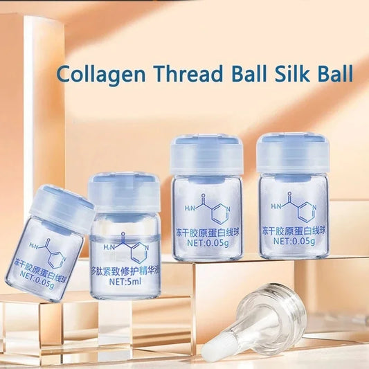 Korea Facial Hydrolyzed Silk Protein Collagen Thread Ball Serum Moisturiz Hydration Lifting Firm Fine Lines Essence SkinCare