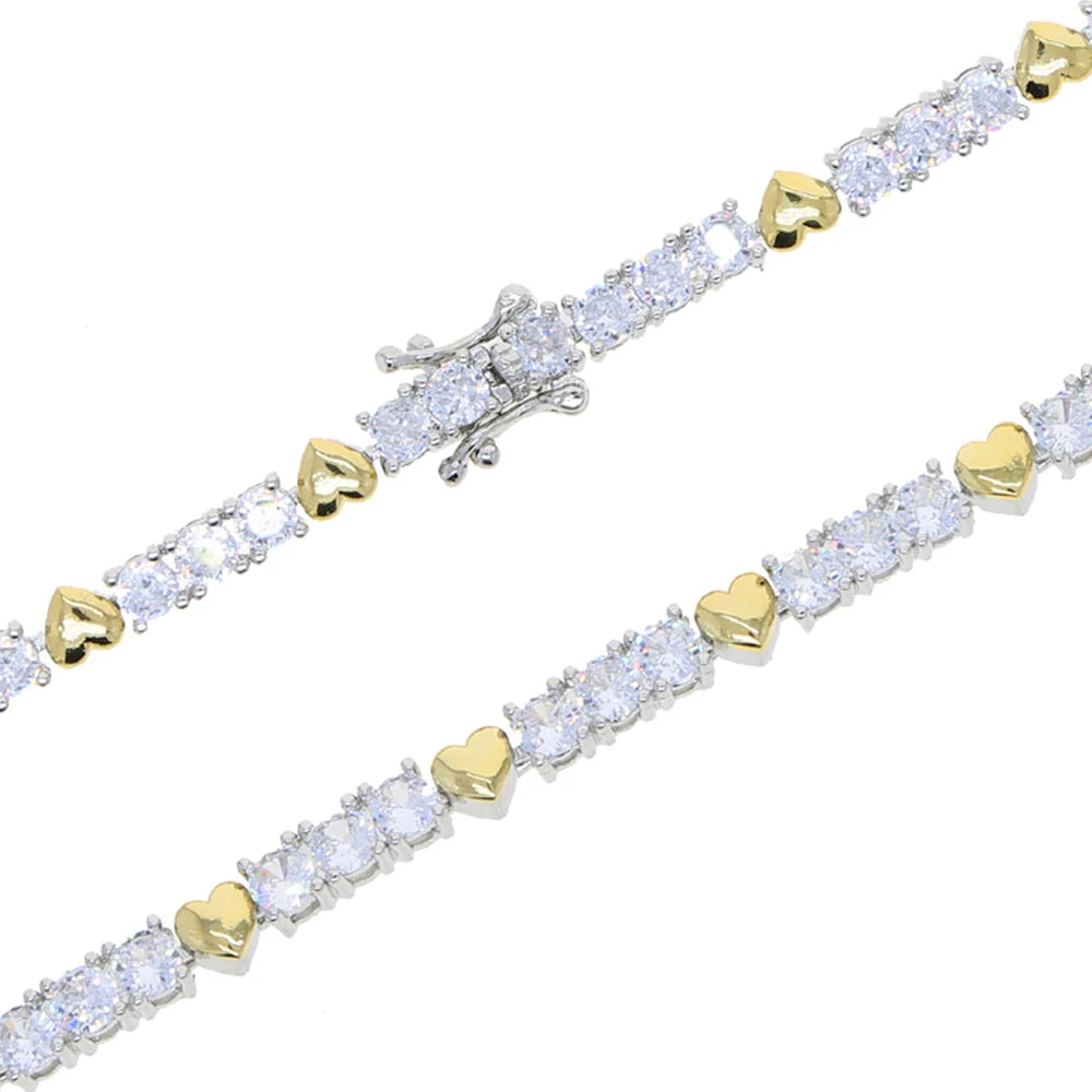 2025 New Iced Out Bling Cross Heart Tennis Chain Necklace Gold Silver Color 5A Cubic Zirconia CZ Charm Choker For Women Jewelry