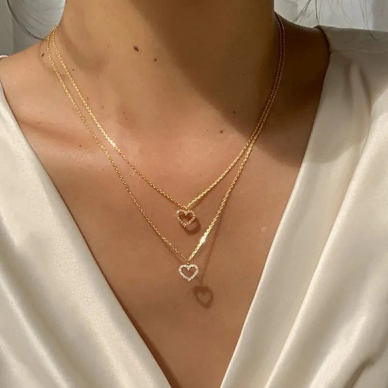 Simple Crystal Geometric Gold Color Pendant Necklace Set for Women Charms Fashion Square Rhinestone Female Vintage Jewelry 2024
