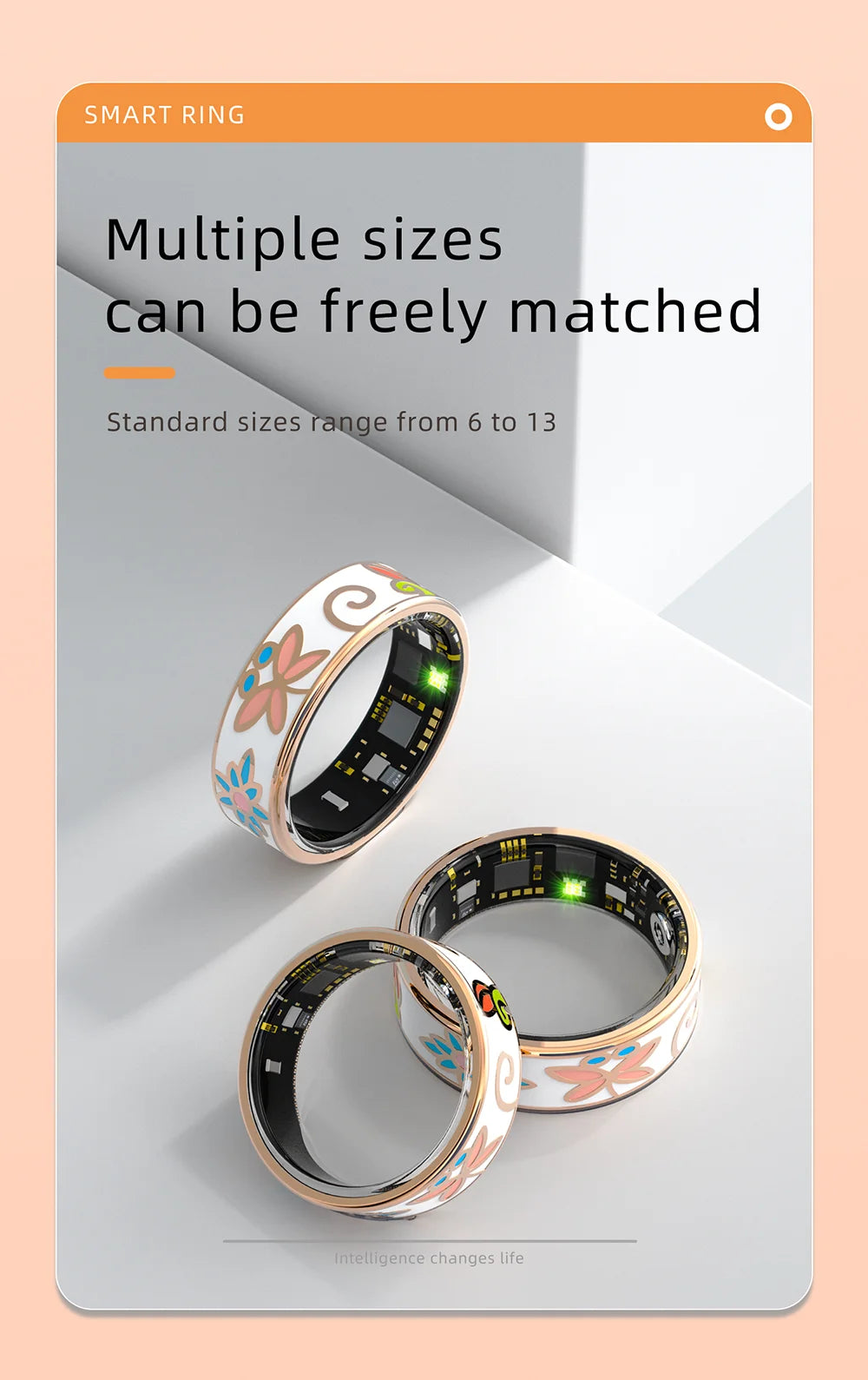 Color Enamels Craftsmanship Smart Ring for Women Sleep Monitoring Blood Oxygen Measurement Blood Pressure Multi-sports Modes