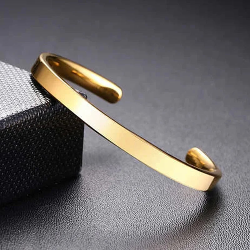 Hot sell 6/8mm Glossy Stainless Steel Personalized Bracelets for Women Lover Double Side Engraved Custom Family Name Cuff Gifts