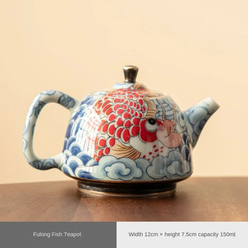 Chinese Underglaze Color Ceramic Teapot Tea Gift Customized Tea Infuser Tea Pot