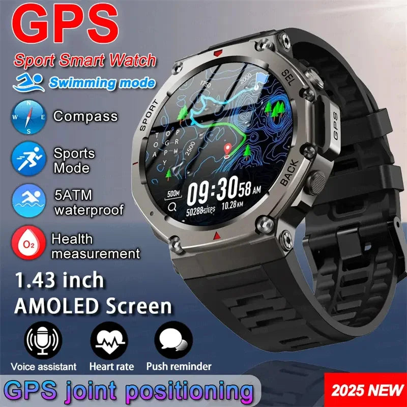 New T-Rex3 GPS Smart Watches 2025 for Xiaomi IOS Military Smartwatch Men 10ATM Waterproof 170 Sport Modes Built-in GPS BT Call
