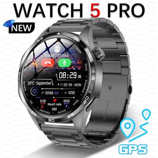 GT5 Pro – 1.53" HD AMOLED, NFC, GPS Tracker, Bluetooth Call & Health Monitoring Smartwatch