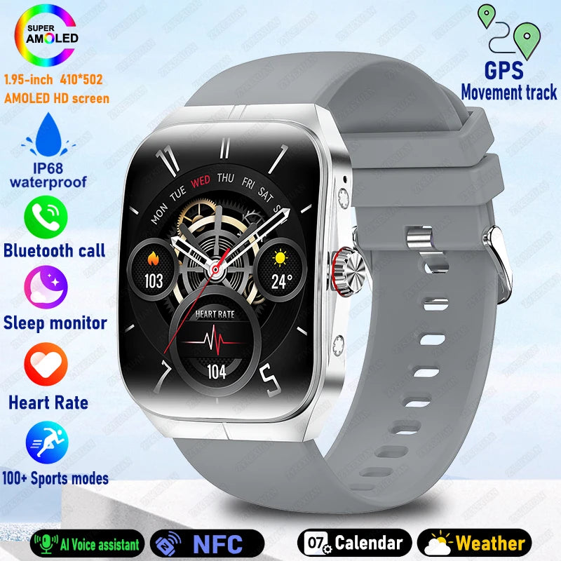 2025 New For OPPO Men Smart Watch Bluetooth Call Sports Watch Heart Rate NFC Waterproof Sports Women Smart Watch For Android iOS
