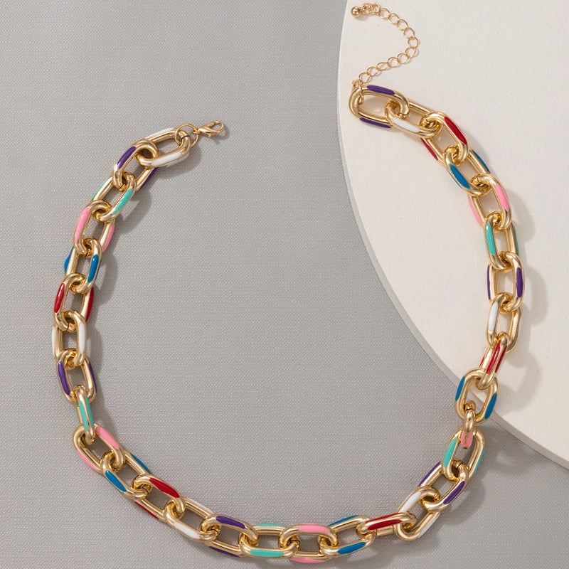 Tocona Punk Gold Color Chain Choker Necklace Trendy Hollow Geometric Alloy Metal Sweater Party Bohemain Jewelry for Women 17073
