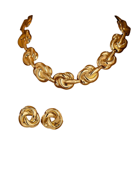 Gold necklace and earrings