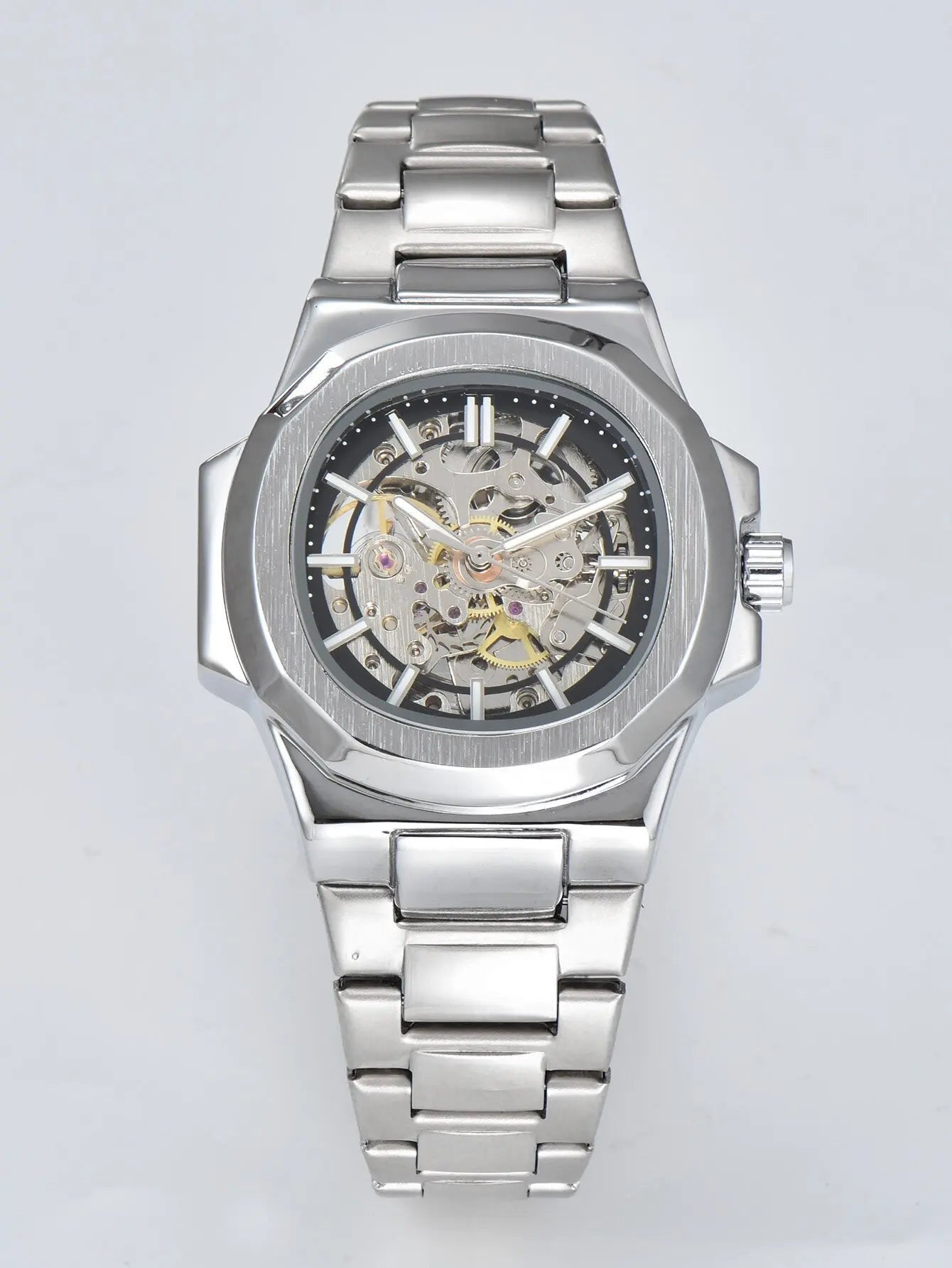 LONGLUX HOT SALE automatic mechanical men watch wholesale no logo waterproof skeleton business stainless steel gift watch