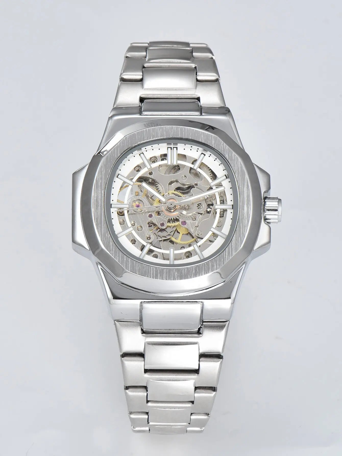 LONGLUX HOT SALE automatic mechanical men watch wholesale no logo waterproof skeleton business stainless steel gift watch