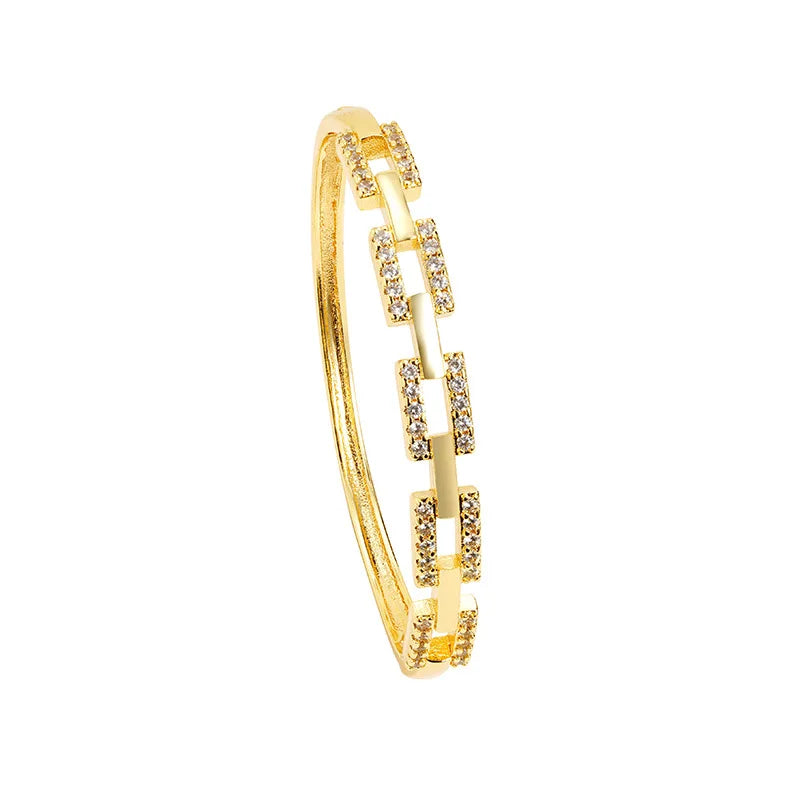Luxury 24K 9999 Pure Gold real gold Women's Bracelet Light Luxury Diamond Geometric Chain Ring