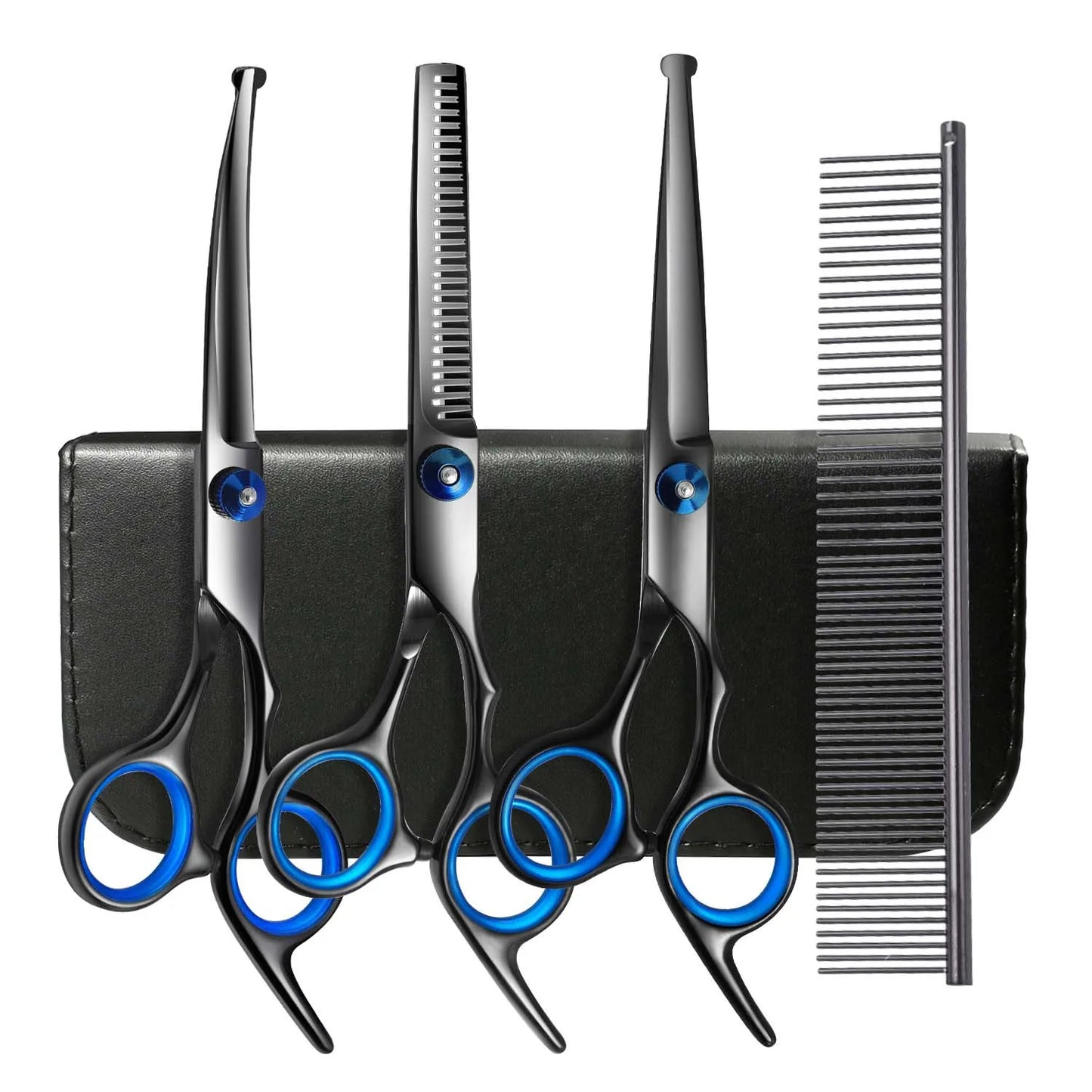 Safty Pet Grooming Scissors Round Head Professional Stainless Steel Dog Hair Scissors Pets Shears Animal Cutting Portable Set