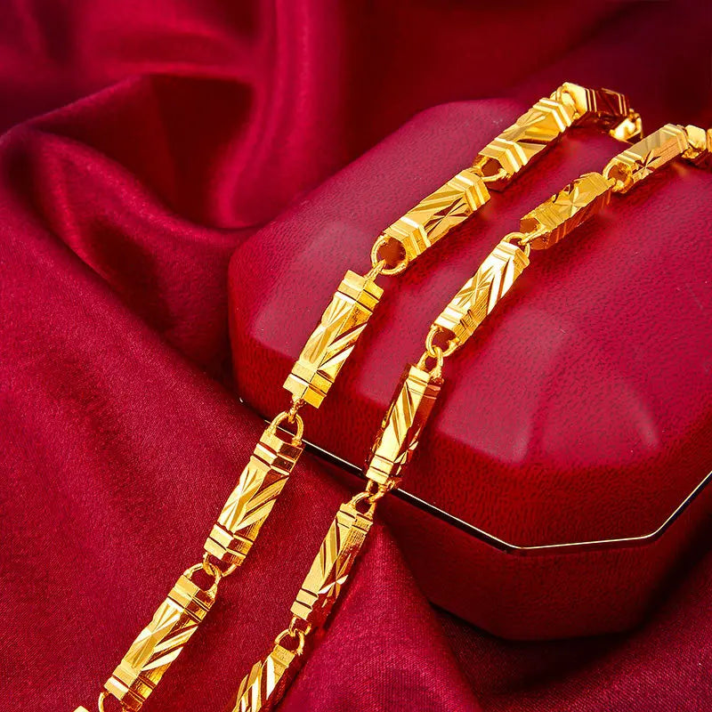 Hip Hop Style Gold Plated Color 6mm-8mm Hexagonal Men's Fashion Necklace Jewelry Party Birthday Gift