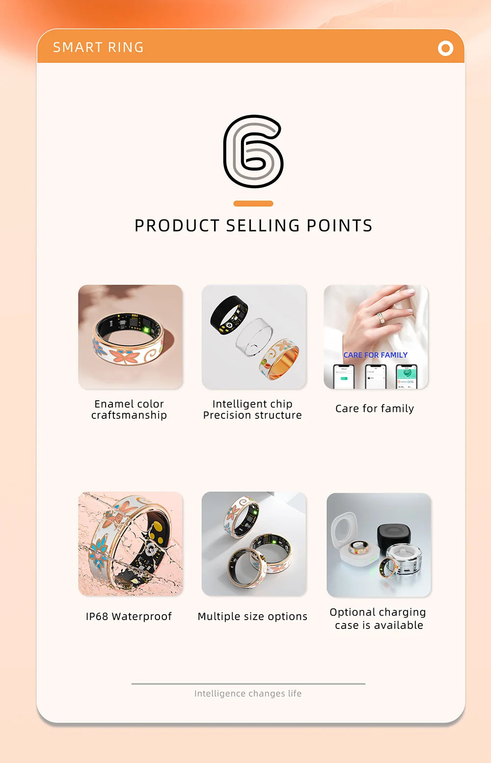 Color Enamels Craftsmanship Smart Ring for Women Sleep Monitoring Blood Oxygen Measurement Blood Pressure Multi-sports Modes