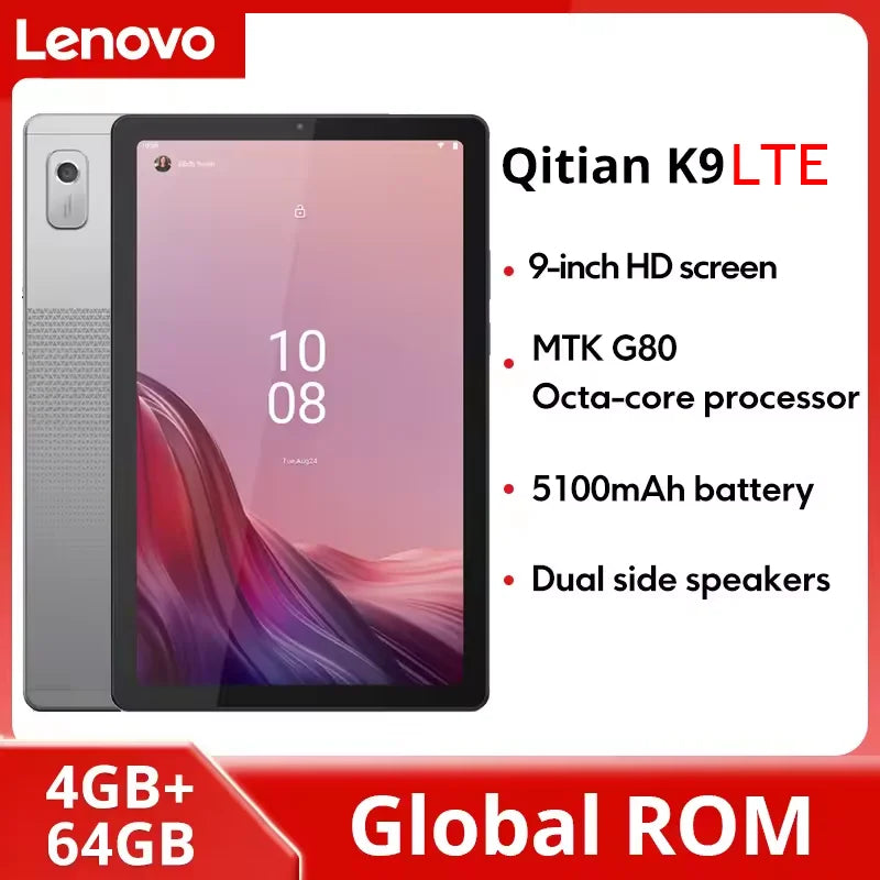 Global firmware Lenovo Pad K9 Tablet 9-inch Portable Tablet 4G+64G Android Tablet Tab M9 9-inch Arctic Grey LTE WIFI 4GB 64GB