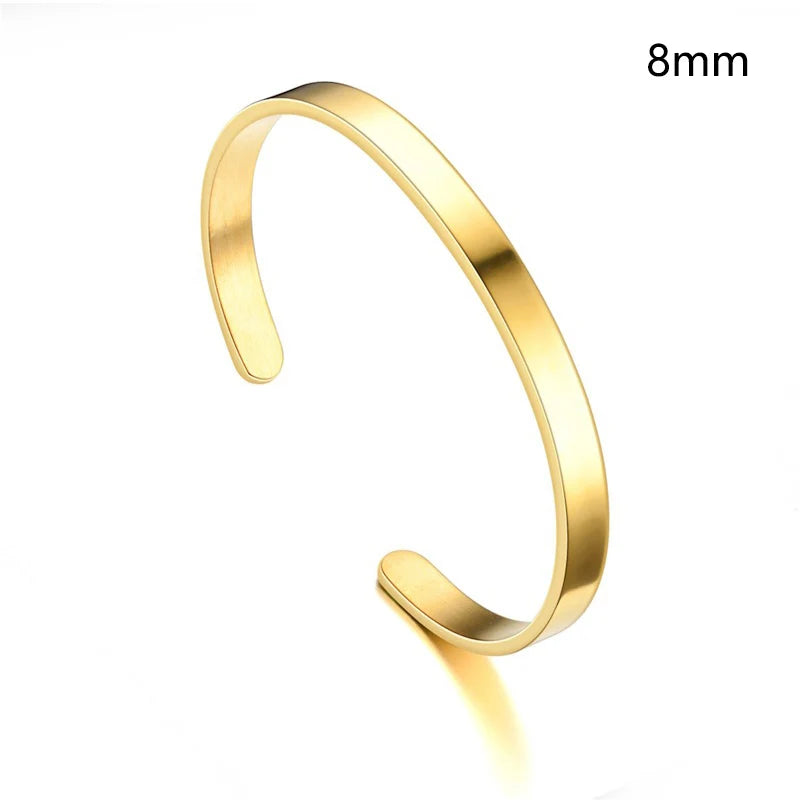 Hot sell 6/8mm Glossy Stainless Steel Personalized Bracelets for Women Lover Double Side Engraved Custom Family Name Cuff Gifts