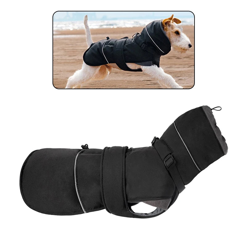 2025 New Pet Keeping Warm Clothes for Autumn Winter High Necked Dog Stormcoat With Reflective Tape Waterproof Dog Down Jacket