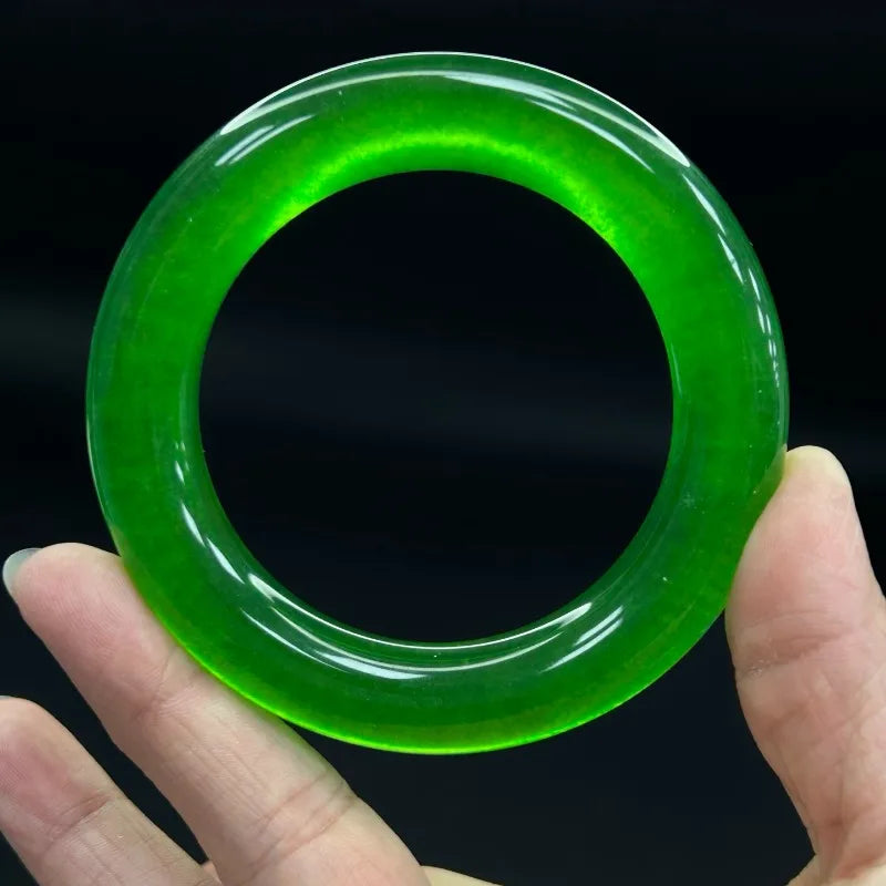 Natural Green Quartzite Jade Bracelet, Classic Simple and Versatile Jade Bracelet