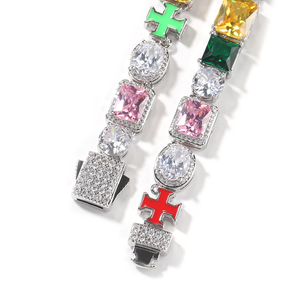 UWIN Iced Out Multi Gemstone Necklaces for Women Men Mixed Shape Colorful Gems Collection Necklace Fashion Hip Hop Jewelry