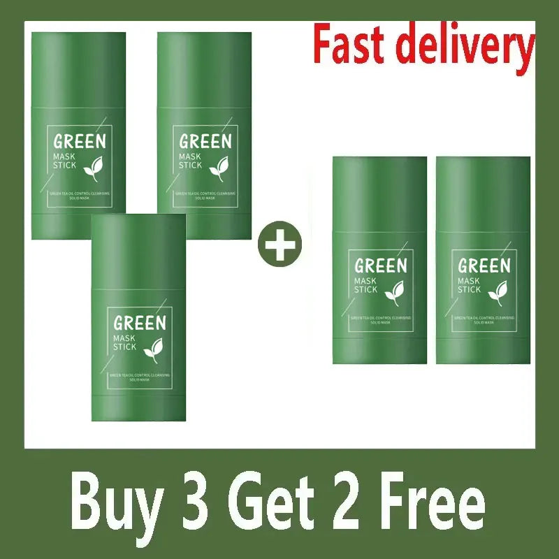 Green Tea Solid Mask Deep Cleansing Pores Shrinking Remove Blackhead Anti Acne Blemish Refreshing Mud Mask Brightening Skin Care