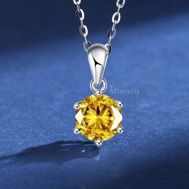 100% Real D Color 1 Carat Moissanite Pendant Necklace GRA Certificate for Women Wedding Bridal S925 Sterling Silver Fine Jewelry