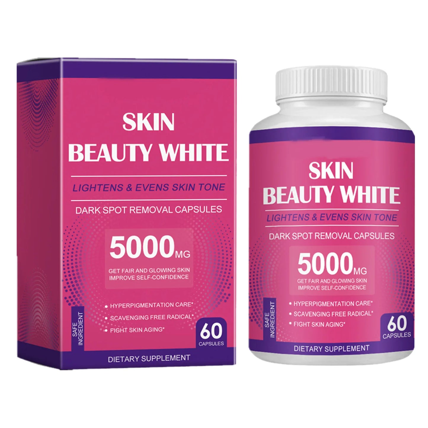 5000mg Glutathione Collagen Antioxidant Brightening Capsules, Remove Spots Wrinkle, Anti-Aging,Skin Care Quick Whitening