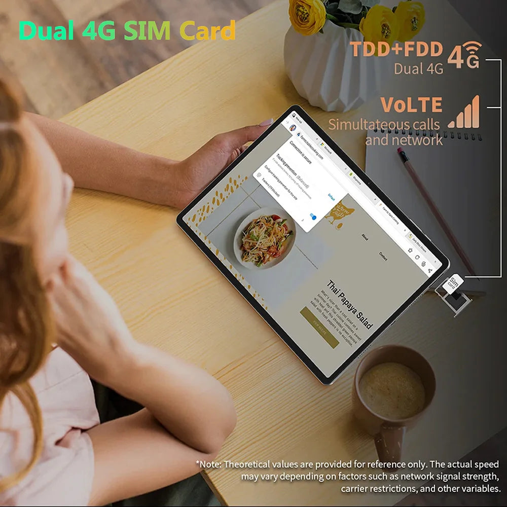 Global Version 14 Inch Tablet PC Big Screen 1920x1200 IPS 16+512GB Tablet 14" Android 14 4G LTE Game Study PAD 12000mAH Battery