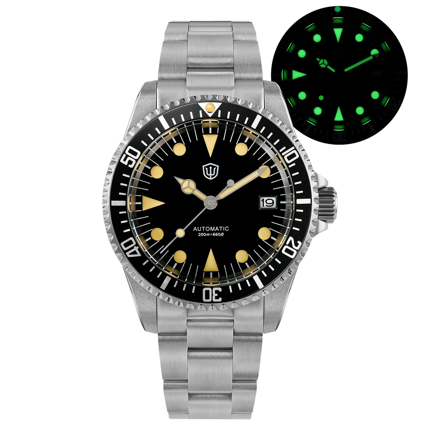 Watchdives WD5513 V2 Watch NH35 Automatic Movement Sapphire Crystal 20Bar Waterproof C3 Luminous 38mm Sub Vintage Watches