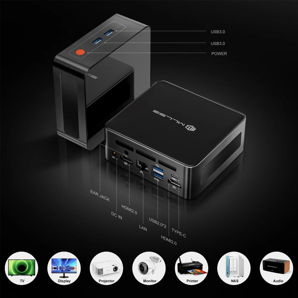 MLLSE G1 Pro Mini PC AMD Ryzen7 5700U DDR4 16GB RAM 512GB SSD WiFi6 BT5.2 Windows 11 Pro Mini Desktop Computer Gaming Work