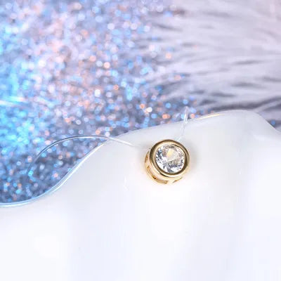 1 Pcs Fashion Alloy Contain Invisible Stone Necklace Gold Metal Color Transparent Clavicular Chain Necklace For Women N18-T2