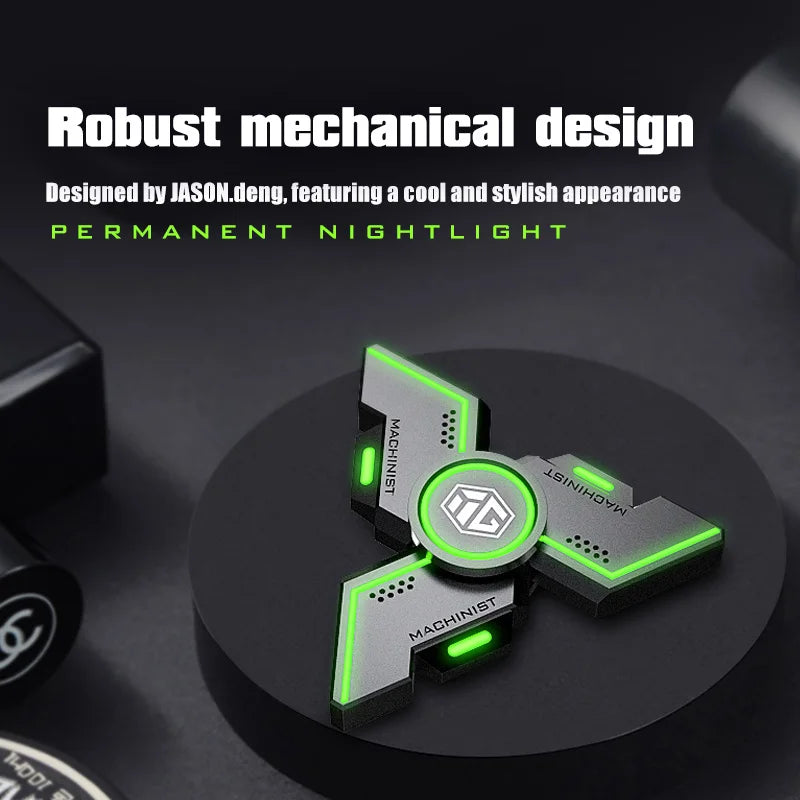 New Technology Smart Black Technology Fidget Spinner Metal Alloy Gyro Luminous Hand Stress Relief Toy Boy Adults Birtday Gifts