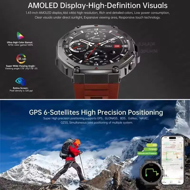 T-Rex 3 Ultra GPS Smart Watch 5 ATM Waterproof Built-in Dual-band GNSS Compass Military Sport Smartwatch Men 2025 New For Xiaomi