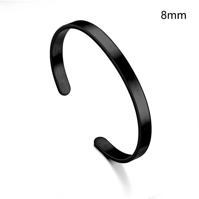 Hot sell 6/8mm Glossy Stainless Steel Personalized Bracelets for Women Lover Double Side Engraved Custom Family Name Cuff Gifts