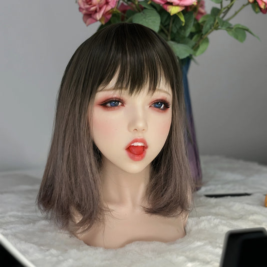 TPE doll single head,TPE material, art cosmetics, male adult toys, simulating female big head, real face, special mouth channel,