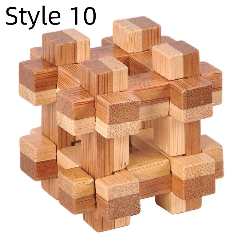 Wooden Kong Ming Lu Ban Lock – 3D IQ Brain Teaser Montessori Puzzle Toy for Kids & Adults