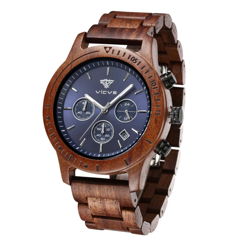 VICVS Wooden Quartz Watch Men Watches Casual Wristwatch For Men Unique Gift