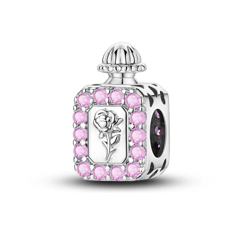 100% S925 Silver Butterfly Daisy Rose Crown Perfume Charms Beads Fit Pandk Original Bracelets DIY Fine Women Jewelry Making Gift