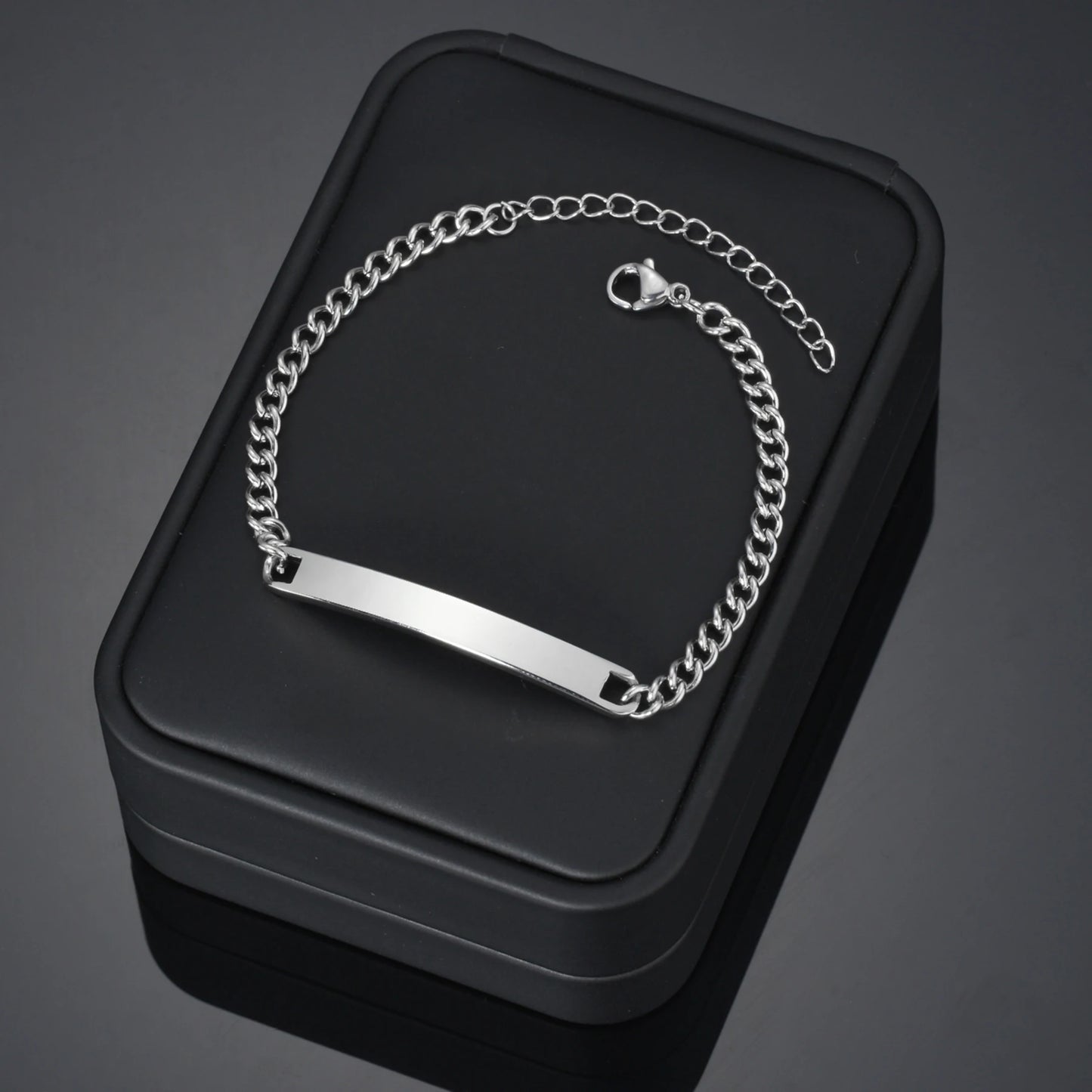 Stainless Steel Engrave Name Bracelet For Men Personalized Nameplate Date DIY Bracelets For Male Boy Jewelry Birthday Gift