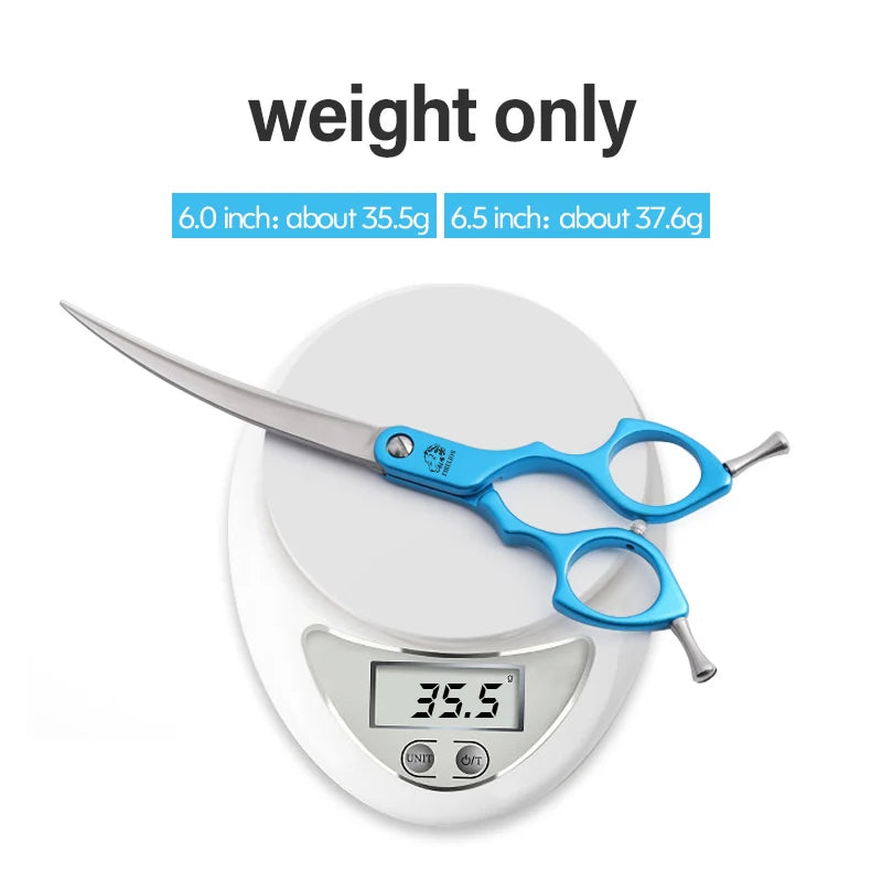 FIRELION Professional 440C 6.0/6.5 Inch Colorful Dog Grooming Scissors Pet Curved Scissors for Cutting Dogs Hair