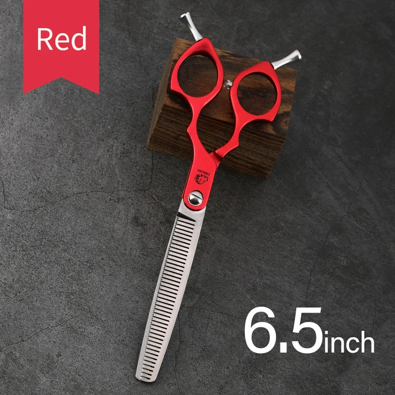 FIRELION Professional 440C 6.0/6.5 Inch Colorful Dog Grooming Scissors Pet Curved Scissors for Cutting Dogs Hair