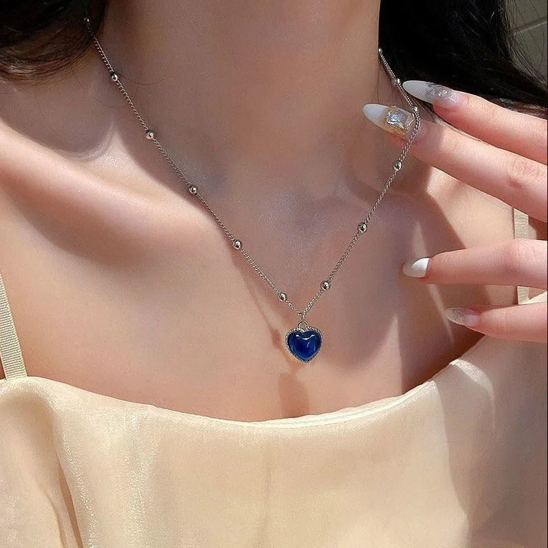 Sweet Kpop Colored Zircon Square Rhinestone Pendant Necklace For Women Y2K Korean Fashion Hoop Metal Choker Collar Jewelry Gift