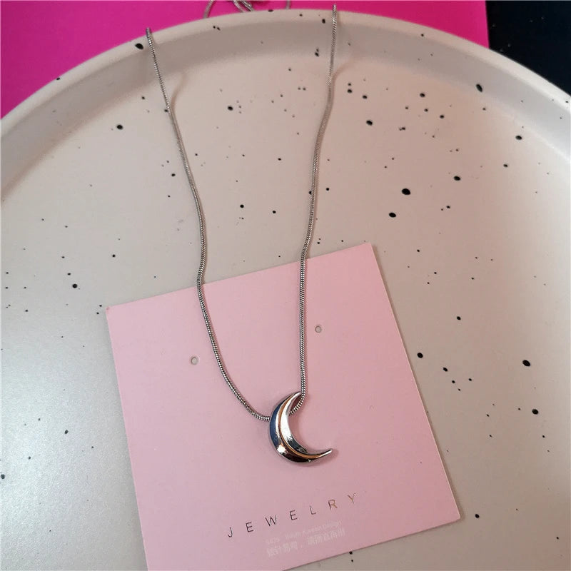 Gothic Punk Bow Heart Sun Star Moon Pendant Snake Chain Necklace Men Women Hip Hop Vintage Y2K EMO Grunge Jewelry Accessories