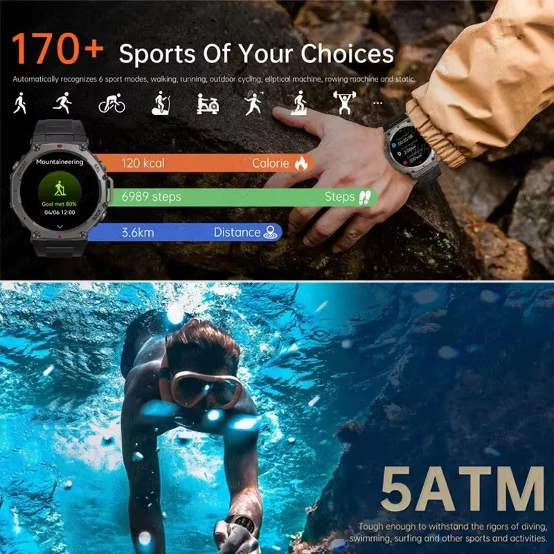 T-Rex 3 Ultra GPS Smart Watch 5 ATM Waterproof Built-in Dual-band GNSS Compass Military Sport Smartwatch Men 2025 New For Xiaomi