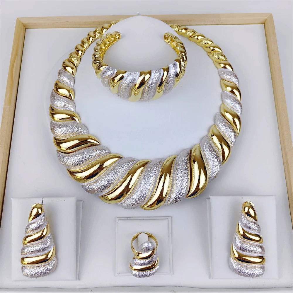 Dubai 18K Gold Plated Jewelry Set for Women – Necklace, Earrings, Ring & Bracelet