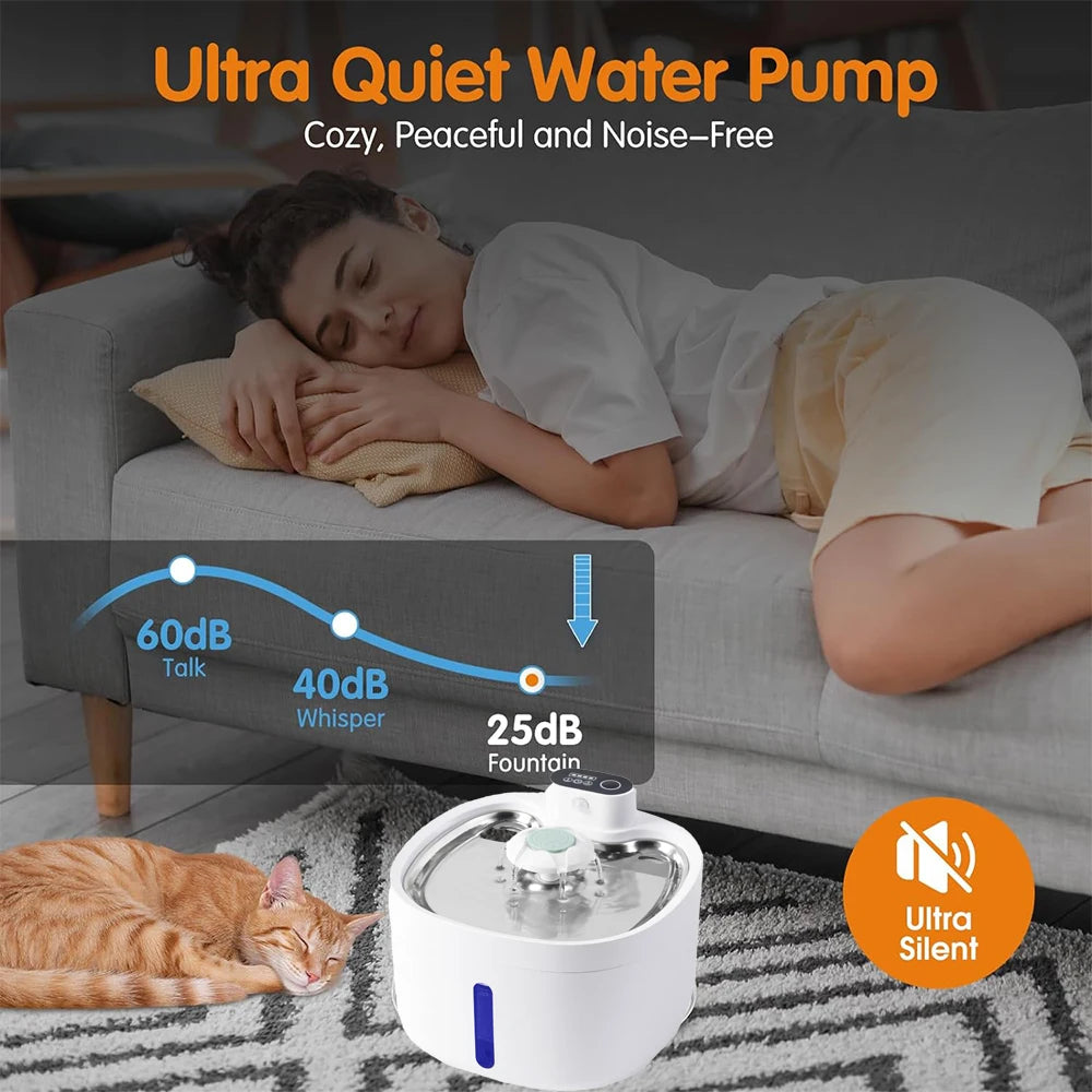 Wireless Charging Automatic Water Fountain 2.6L Intelligent Pet Water Dispenser With Filter Drinking Fountain For Cats Dogs
