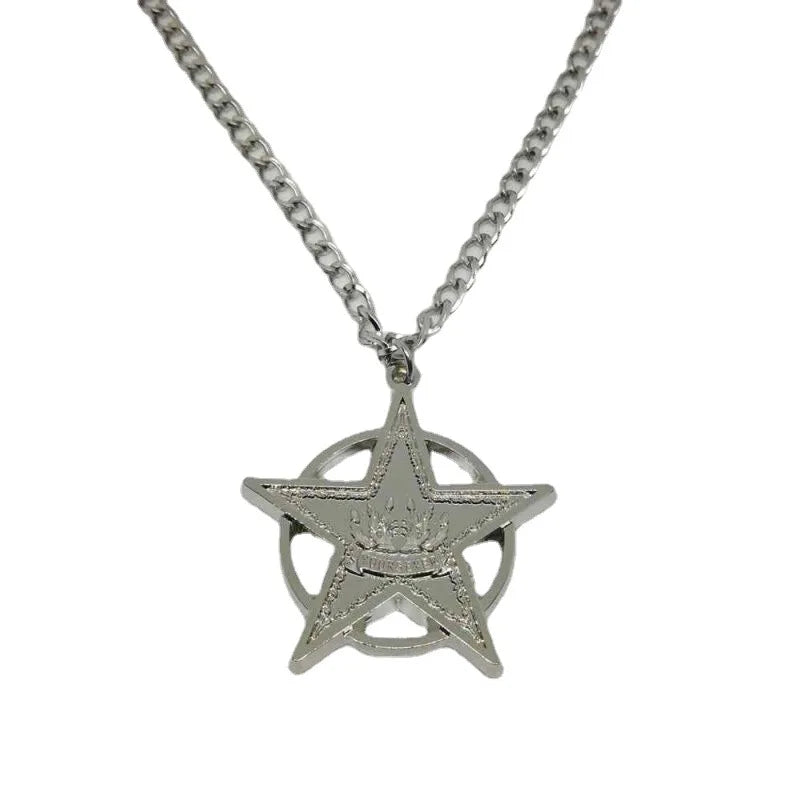 Saint Seiya Necklace for Women Hades Necklaces Woman Pentagram Pendant Cosplay Trend Silver Color Fashion Lovers Gifts Anime