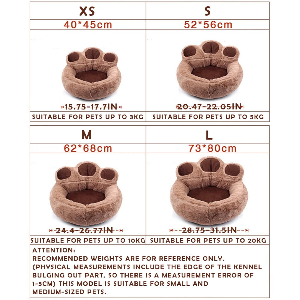 Super Soft Pet Nest for Large Medium Small Dogs Cats in All Seasons Removable Water Washing Dog Kennel Bear Paw Safety Pets Pad