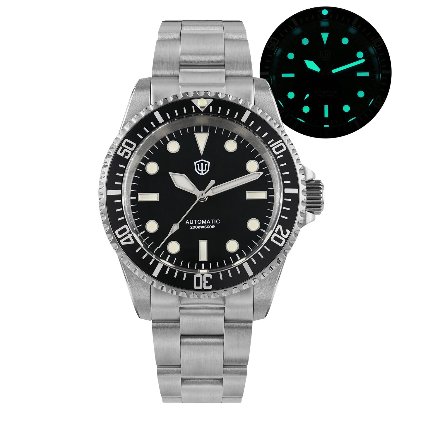 Watchdives WD5513 V2 Watch NH35 Automatic Movement Sapphire Crystal 20Bar Waterproof C3 Luminous 38mm Sub Vintage Watches