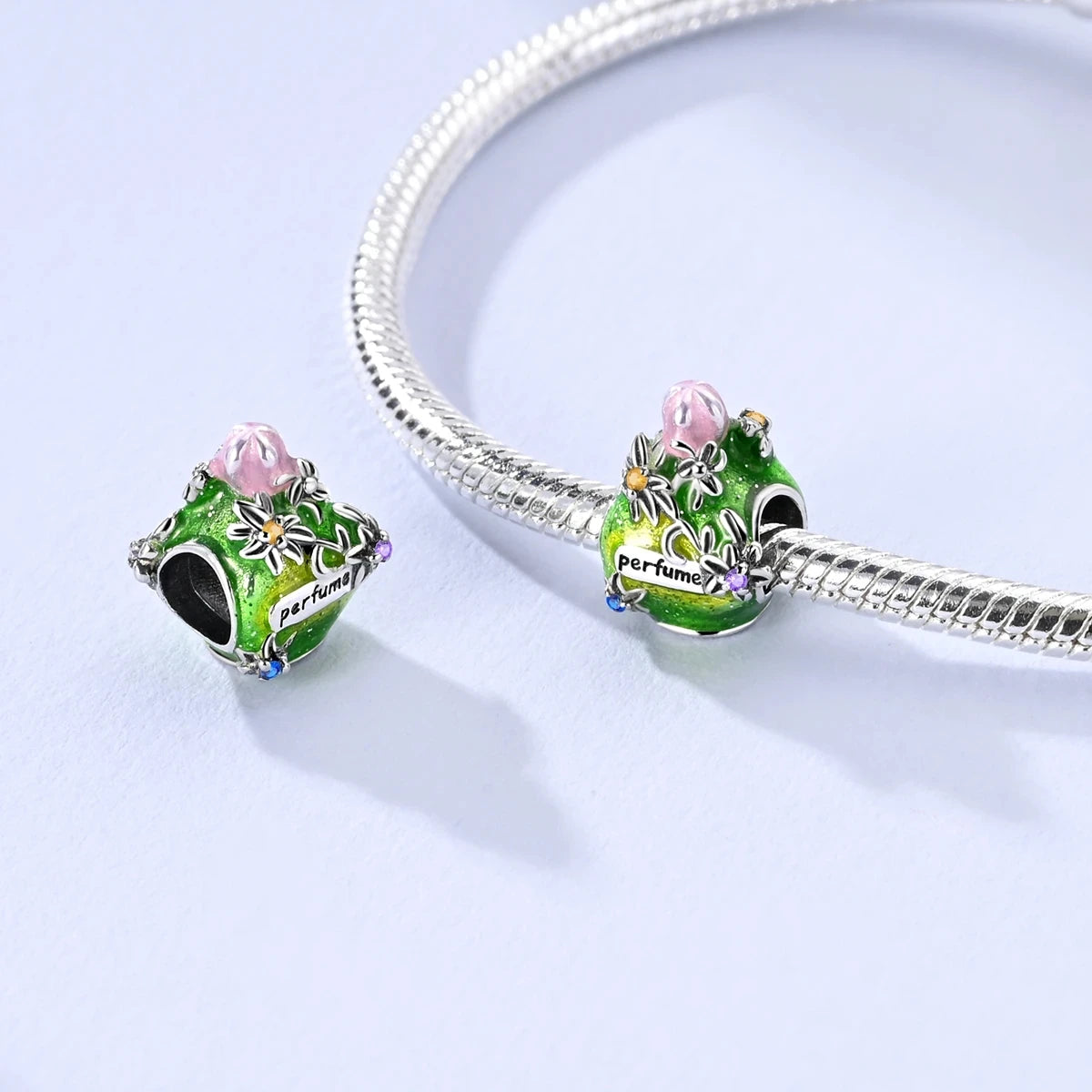 100% S925 Silver Butterfly Daisy Rose Crown Perfume Charms Beads Fit Pandk Original Bracelets DIY Fine Women Jewelry Making Gift
